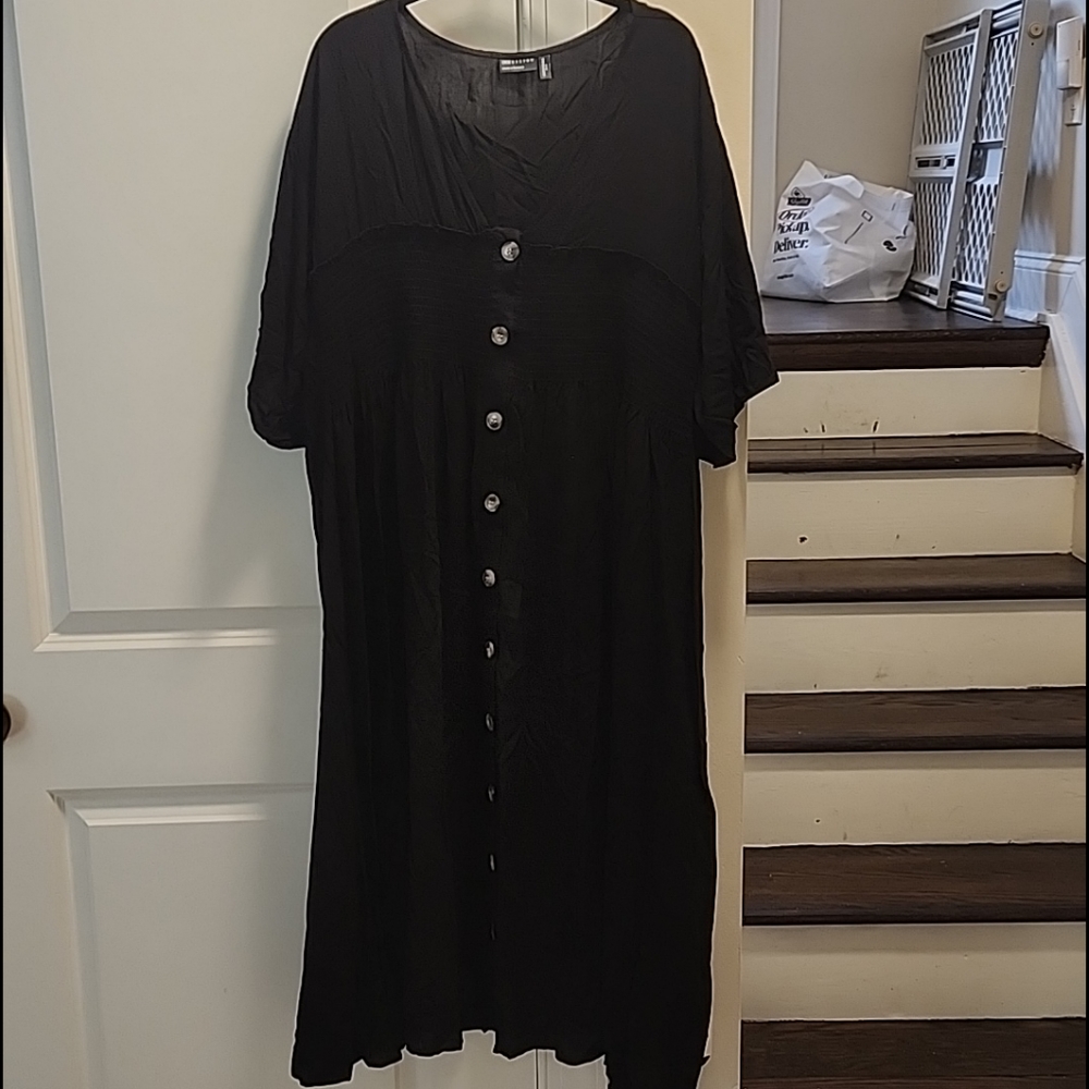 Black button cotton  button front dress.